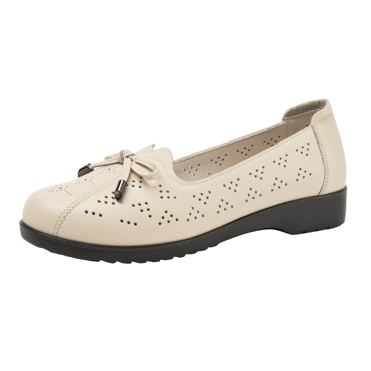 Aokang Women's Shoes 2025 New Summer Cowhide Soft Sole Mom Shoes Middle-aged and Elderly Comfortable Breathable Hollow Leather Loafers MT