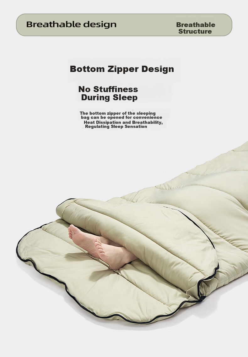 CAMEL Wide And Thick Sleeping Bag, Cold-Resistant for Winter And Autumn, Outdoor Camping Quilt, 174CL08636, Light Gree 6
