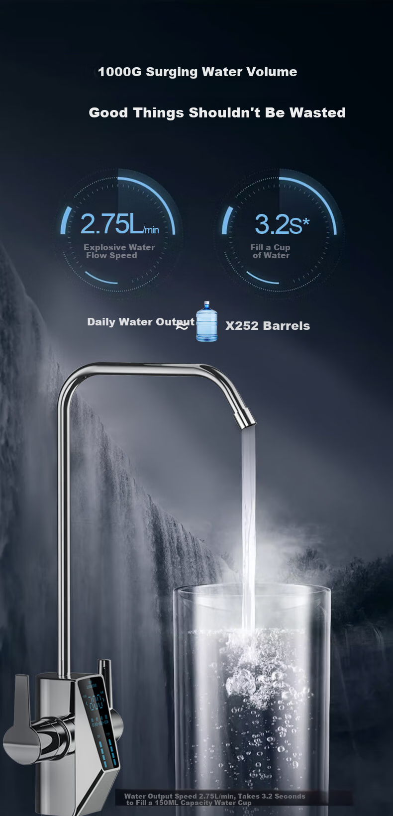 Jingbei F8 Dual Mother And Baby Certified Water Purifier, 1000G Large Flow Rate, 2.75L/min Household, Dow RO Membrane Direct Drinking Machine, No Scale Inhibitor, Zero Stale Water, Zero BPA 8