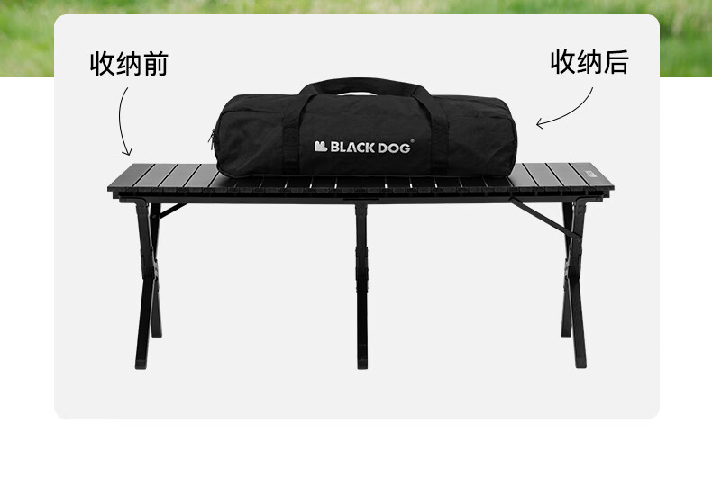 Black Dog Egg Roll Picnic Folding Table Outdoor Camping Portable Table Night Black Model 150 (6-8 People) 7
