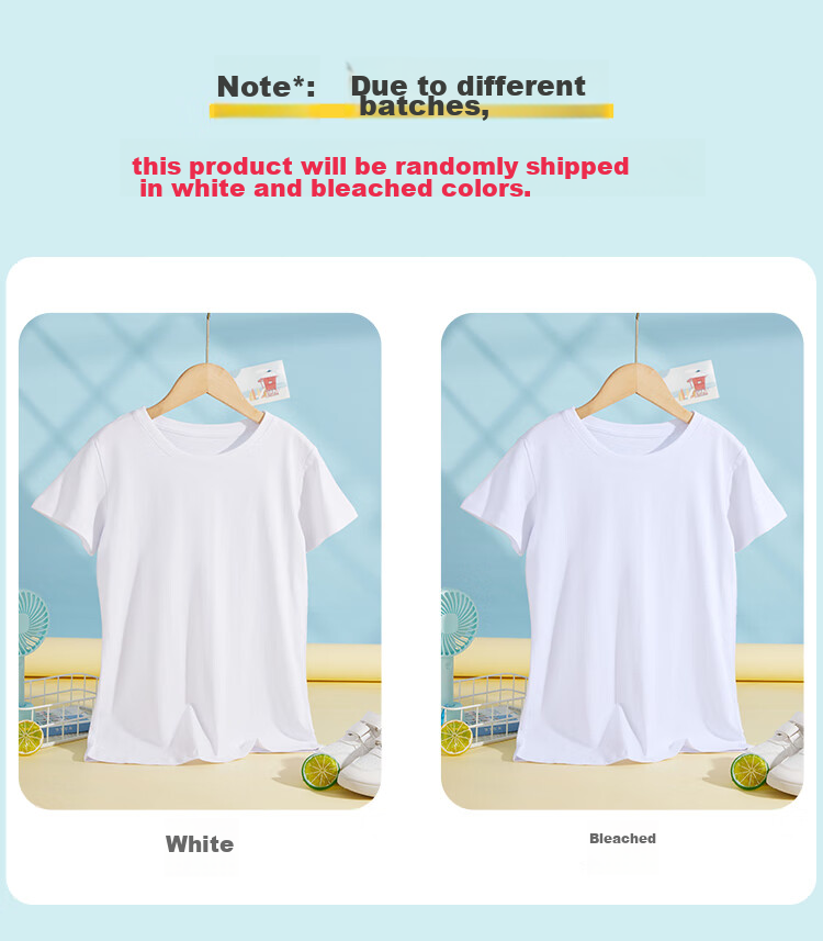 Nanjiren Children's T-Shirt, Boys And Girls Undershirt, Summer Round Neck Cotton White T-Shirt, Casual Versatile Short Sleeve for Older Kids, White, Size 110 3