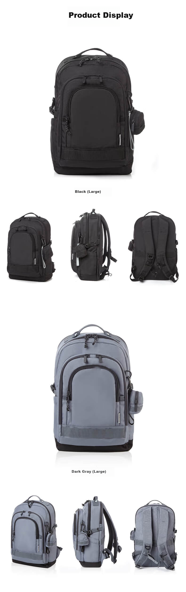 Xinxiuli Men's Backpack, 15.6-Inch Laptop Bag, Fashionable Commuter Bag, Large Capacity Casual Backpack, UF9 Dark Gray 8
