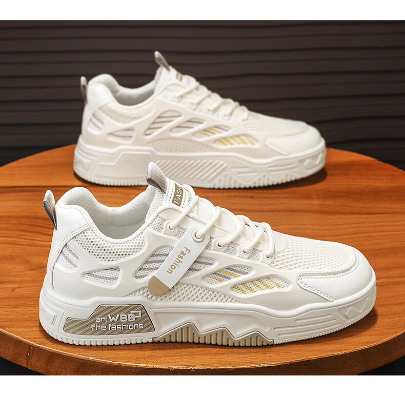 CVOJOO Casual Shoes, Men's Sneakers, Mesh Breathable Sports Outdoor Men's Shoes, ZH86 White And Blue, Size 44 11
