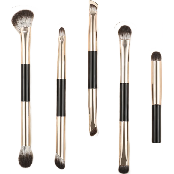 Huayang Portable Brush Set with 5 Multifunctional Brushes for Eyeshadow, Nose Shadow, Blush, And Cosmetics - Perfect for May Day Outings