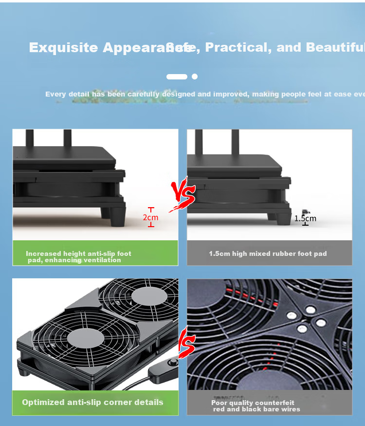 Liantuo Router Cooler Dual Fan 12CM Mini Host Stand Optical Modem TV Set-Top Box Cooling Base Large Fan Black Support USB Powered 6