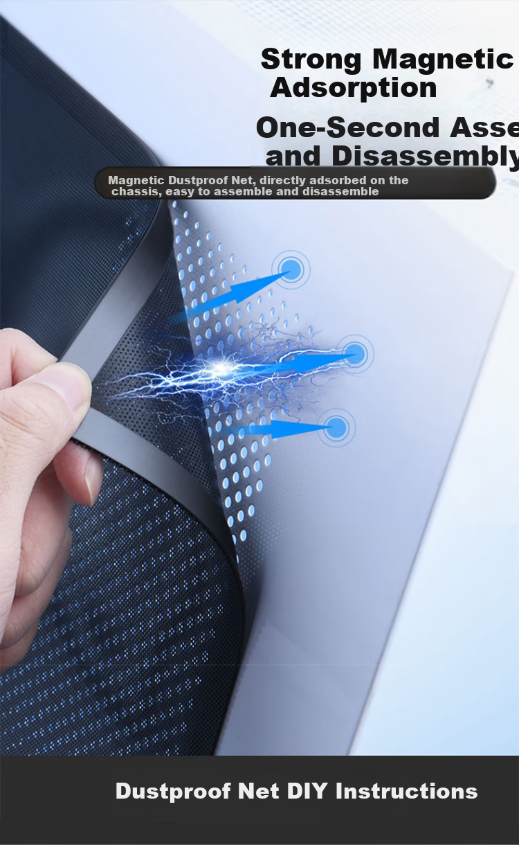 MOGE Dust Cover for Desktop Computer Case Side Panel, Magnetic Ventilation Grille for Speakers, Plastic Air Vent Box Shield, Black MC22351 3