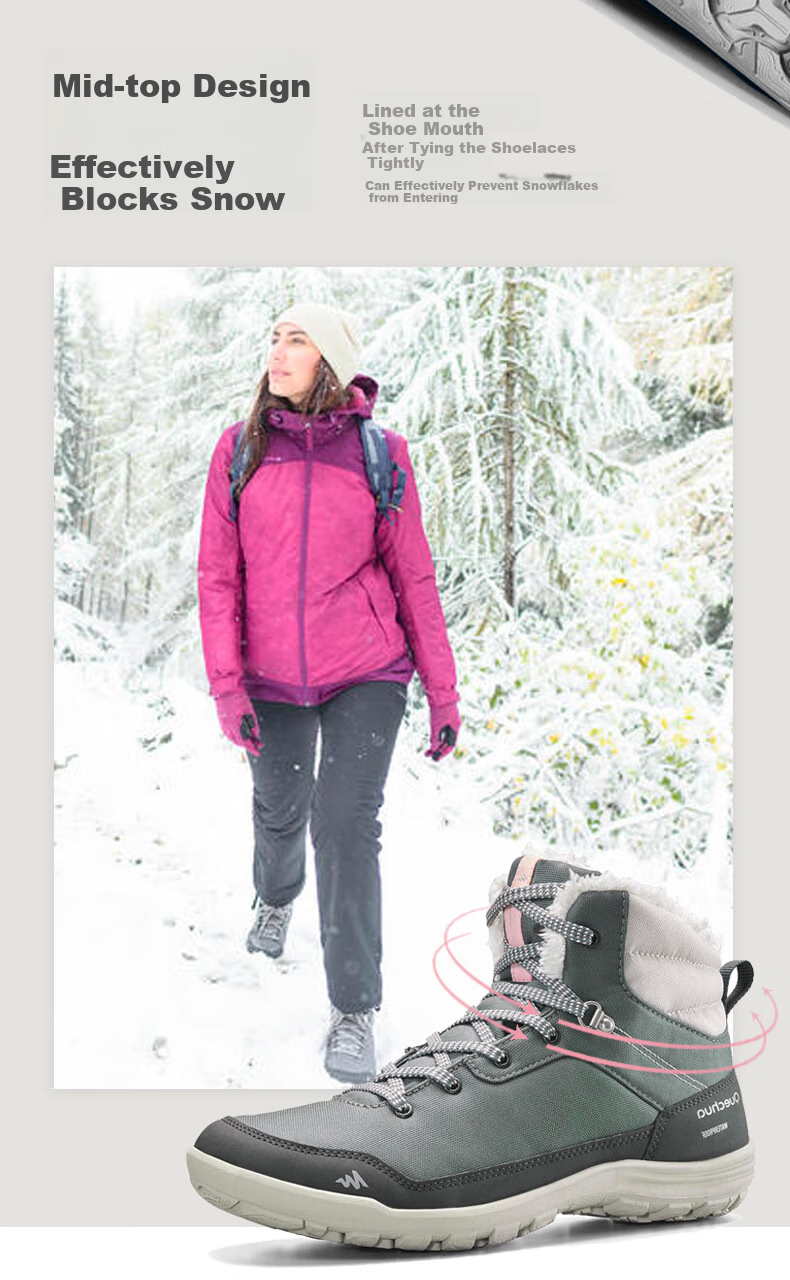 DECATHLON Women's Mid-Top Waterproof Hiking Boots with Warm Insulation, Model 2094206, Size 36 (Random Delivery of New Or Old Style) 3
