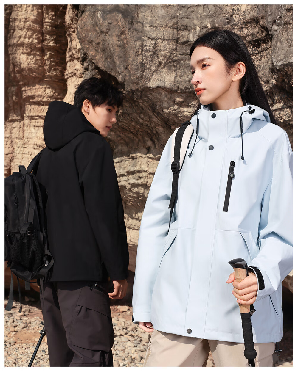HERDE PEOPLE Muhuangzhe Spring And Autumn Unisex Functional Windproof And Waterproof Outdoor Sports Mountaineering Jacket, Glacier Blue, Size S 4
