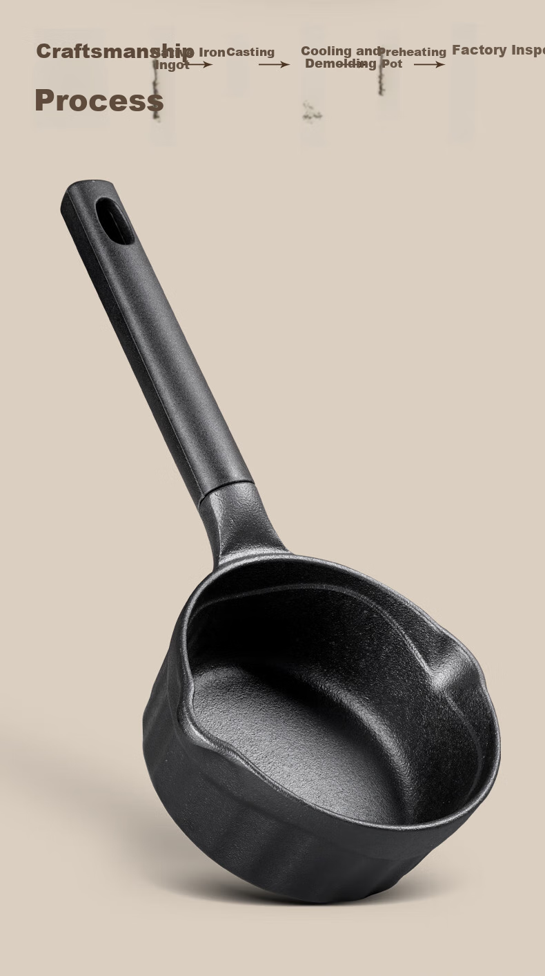 Jiuzhu Cast Iron Pan 700ml Deep Large Oil-Splattering Pan Hot Oil Pan 14cm Non-Coated for Gas Stove And Induction Cooker Frying Egg Pa 18