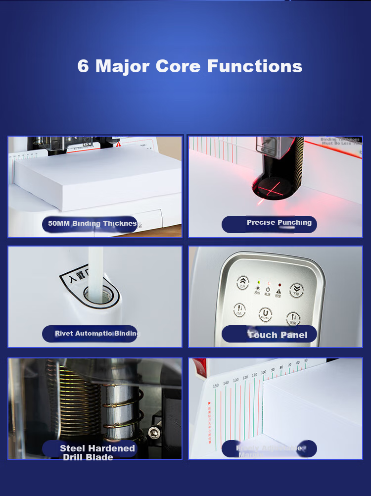 COMIX Laser Positioning Accounting Voucher Fully Automatic Binding Machine, Bill And Tender Punched Machine, Intelligent Touch Financial Binder, Binding Thickness 50mm, CM-5008 3