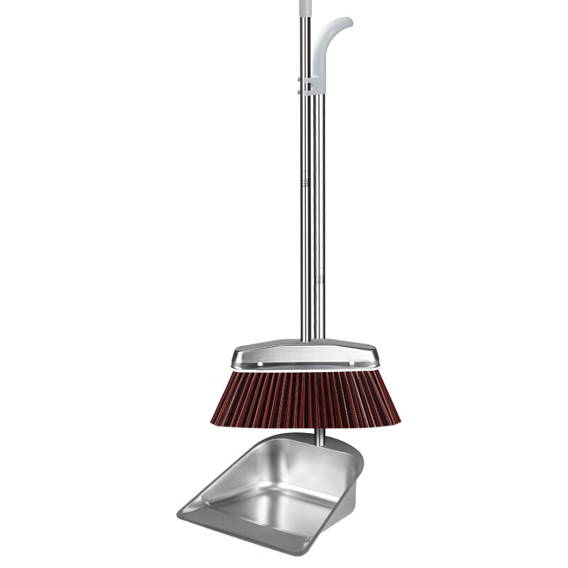 Aoyida Broom And Dustpan Set, Stainless Steel Garbage Shovel, Floor Sweeping Broom, Extra Large And Thick Dustpan Two-Piece Set