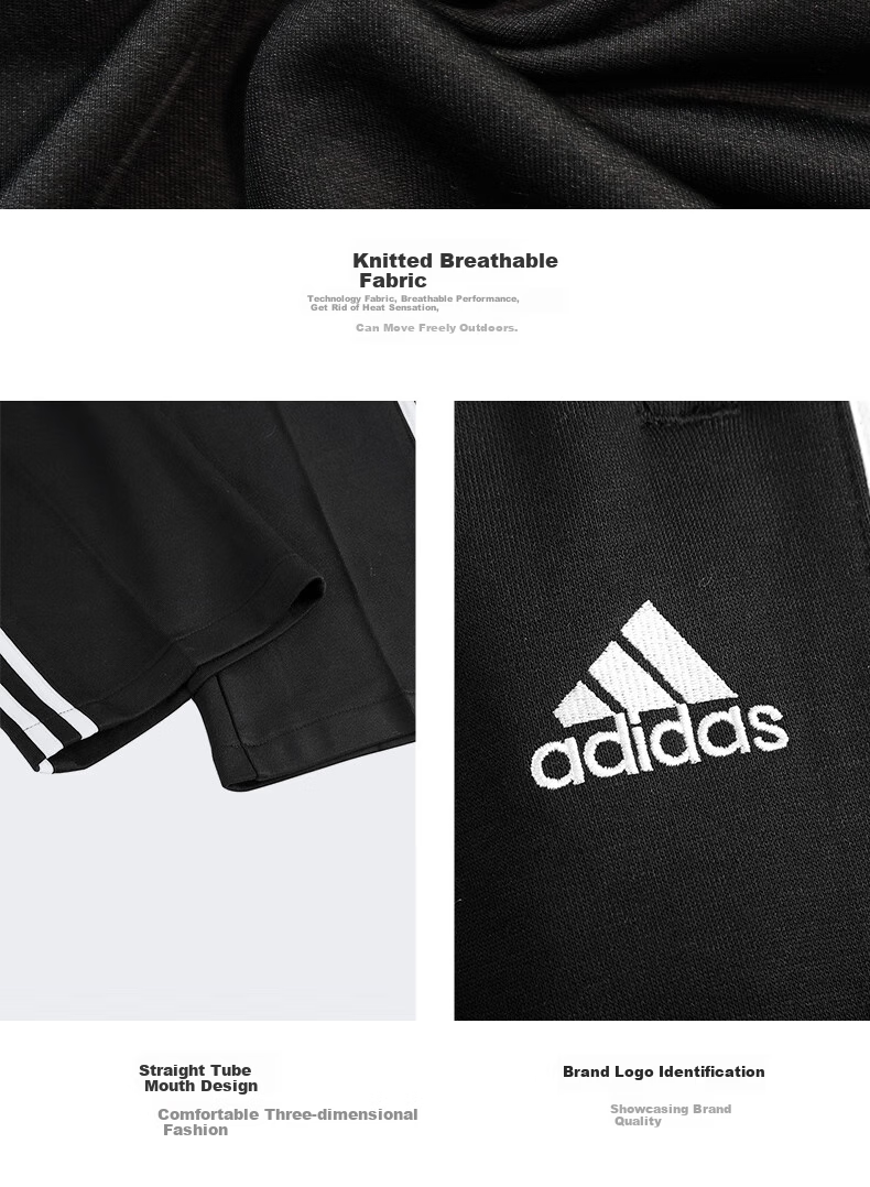 Adidas Men's And Women's Pants, Spring Loose Breathable Straight-Leg Trousers for Running, Sports Windproof Casual Pants, Black And Gold, Size S 16
