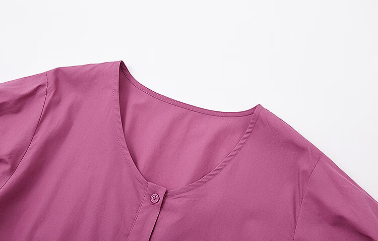 Demana 100% Cotton Summer Elegant V-Neck Elastic Waist Short Sleeve Mid-Length Slimming Women's Dress 11