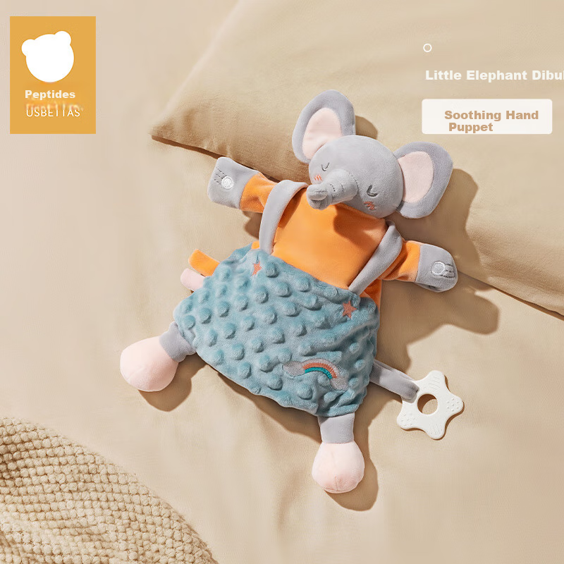 Beitaisi Comforting Doll Sleep Aid, Baby Soothing Blanket, Sleep-Inducing Toy, Edible Chewable, Little Elephant Duibuer