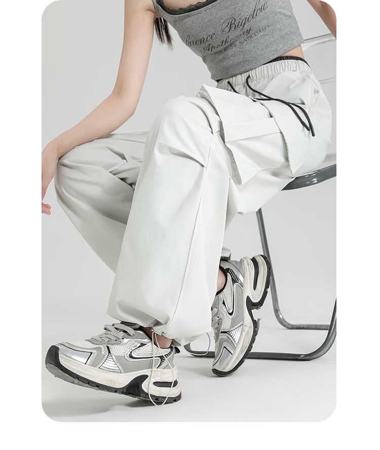 Free Style Women's Cargo Pants Summer Thin 2026 New High Waist Slim Drawstring Jogger Paratrooper Wide Leg Hiking Casual Pants 31