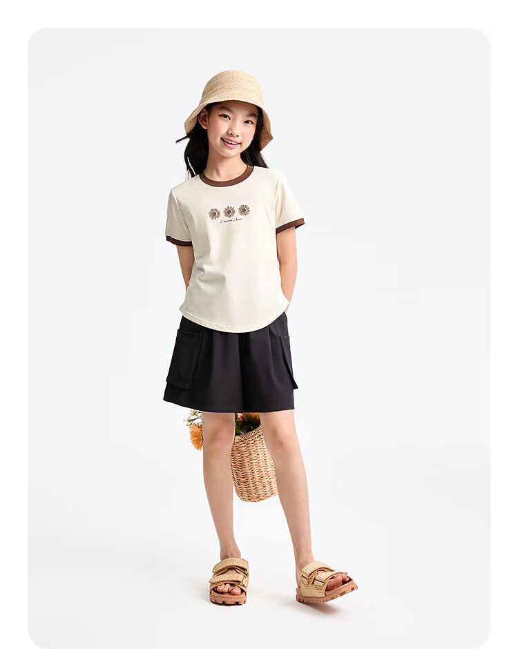 Annil Girls' Round Neck Short-Sleeve T-Shirt, New Summer Style 2025 3
