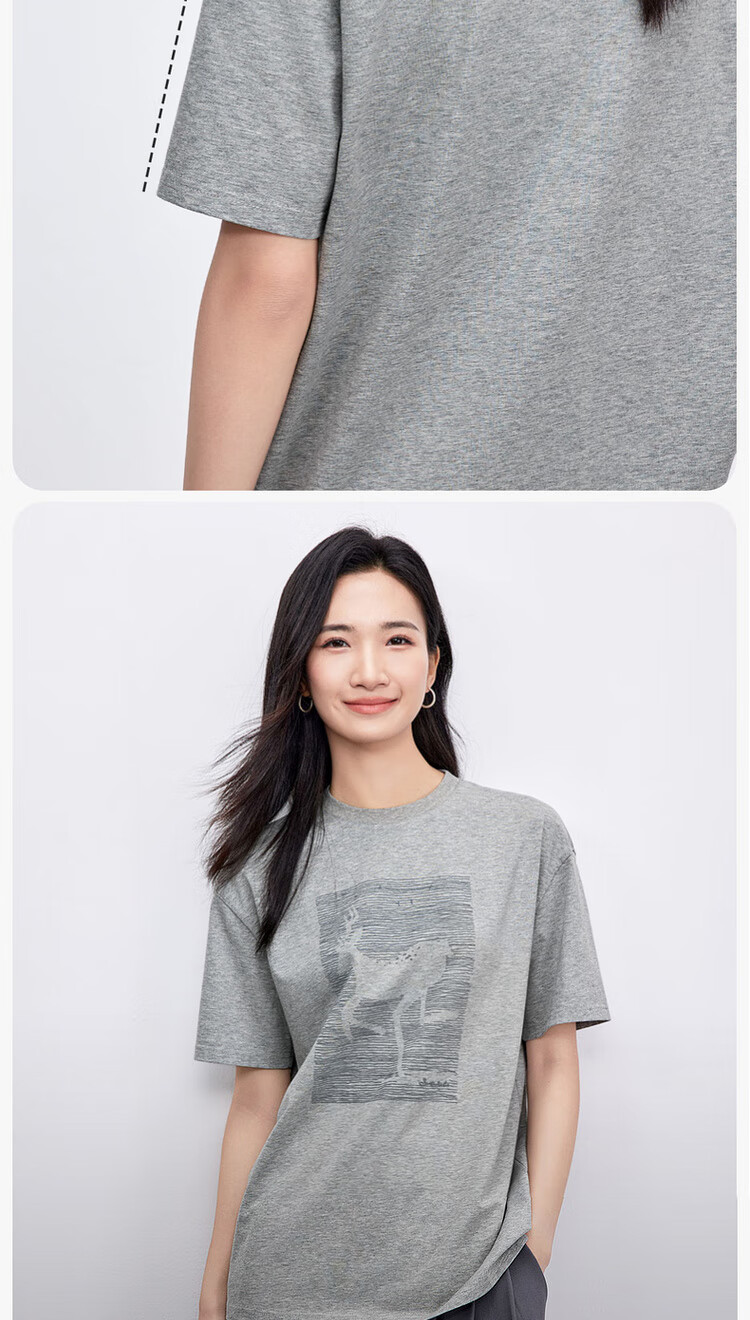 Shangdu Bila Cotton Casual Versatile Youthful T-Shirt Women Summer New High-End 3D Embossed Print Drop Shoulder Short Sleeve Top 15