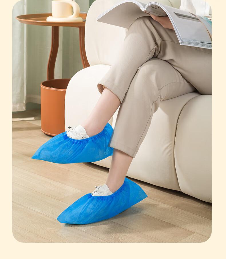 BWNK Non-Woven Large Disposable Shoe Covers 100pcs Thickened Dustproof Breathable Indoor Wear-Resistant Non-Slip Foot Covers 2