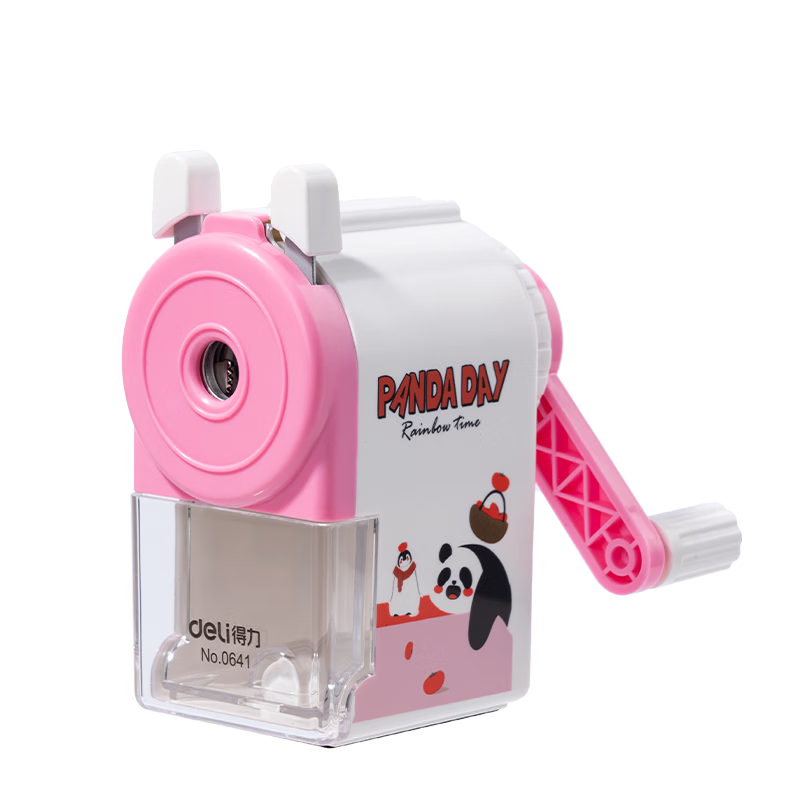 Deli Panda Student Pencil Sharpener, Automatic Lead Disposal, Stationery for Exams, Children's Birthday Gift, Pink, for Boys And Girls