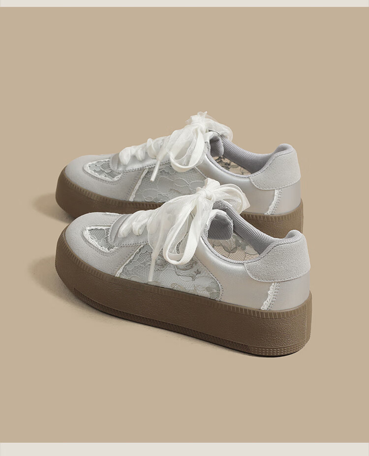 ZHR Women's Training Shoes 2026 New Summer Lace Mesh Breathable Platform Sneakers KS78E Beige Size 40 17