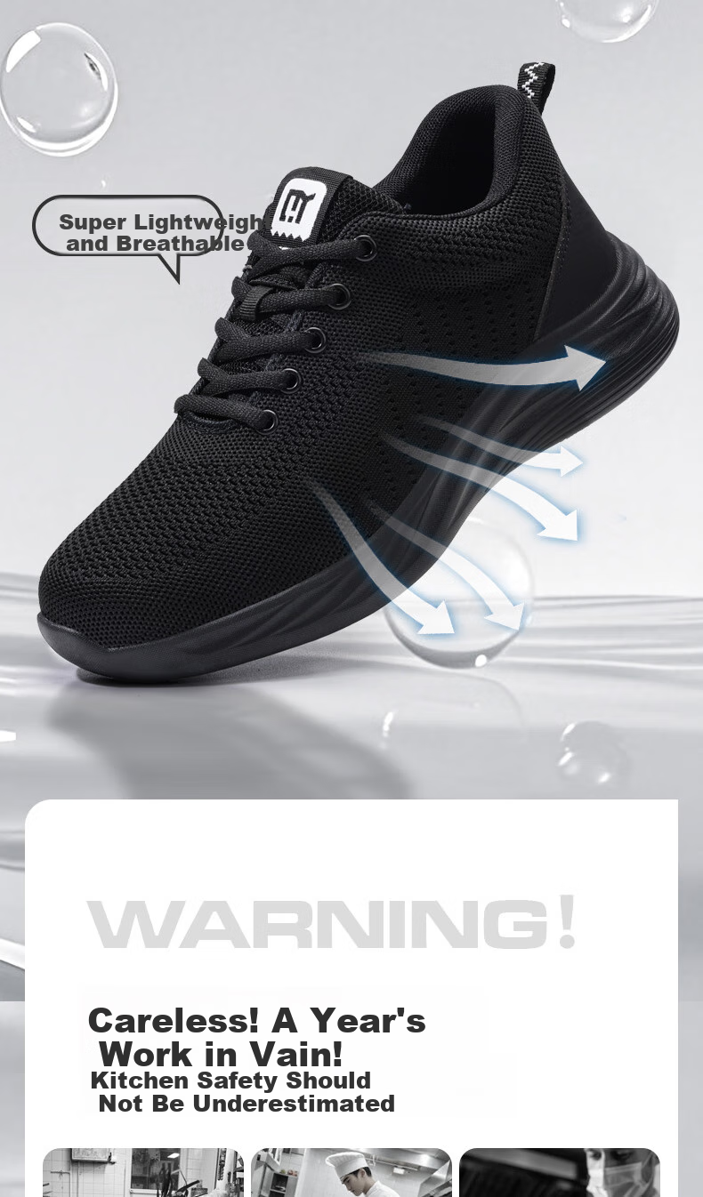 Qingya Chef Shoes for Men And Women, Summer Breathable Non-Slip Odor-Resistant Lightweight Comfortable Kitchen Soft-Soled Work Shoes C020-1 Size 37 2