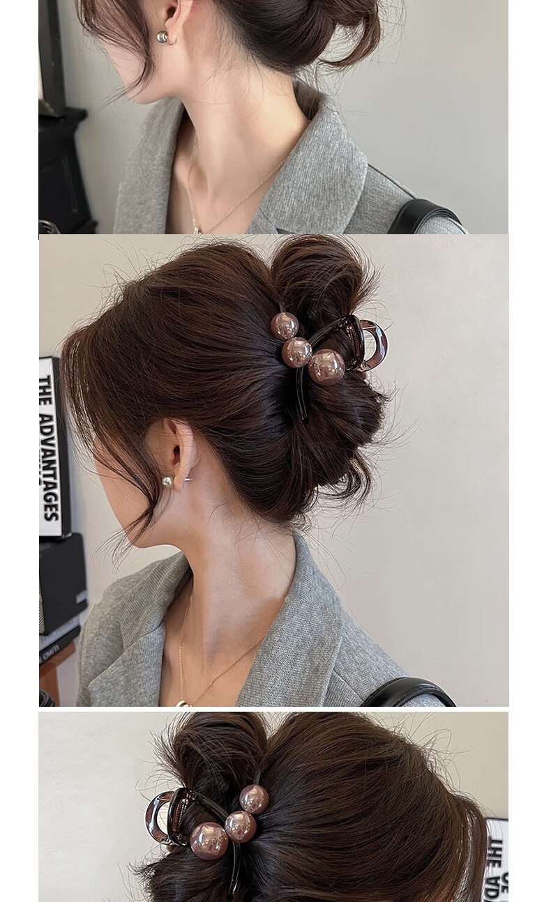 Jianyingshu Heart Pearl Hair Clip Set of 2 Back Hair Bun Clips New Stylish High-End Hair Claw Accessories for Women 4