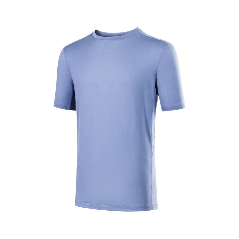 JD Original Cool-Feeling Deodorizing Wool Short-Sleeve Men's T-Shirt for Spring And Summer, High-Elasticity Antibacterial Breathable Outdoor Wear, Rock Blue, XL