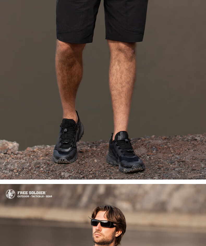 Free Soldier Peak Spring Summer Shorts Teflon Three-Defense Men's Work Shorts Breathable Sun Protection UPF50+ Light Gray 36W/10L 18