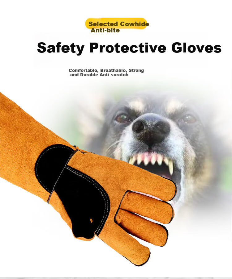 Beifute Anti-Bite Gloves, Scratch-Resistant Dog Bite Protection, Wear-Resistant Thickened Heat-Insulating Welding Gloves, Non-Slip Construction Site Gloves, 60CM Yellow 2