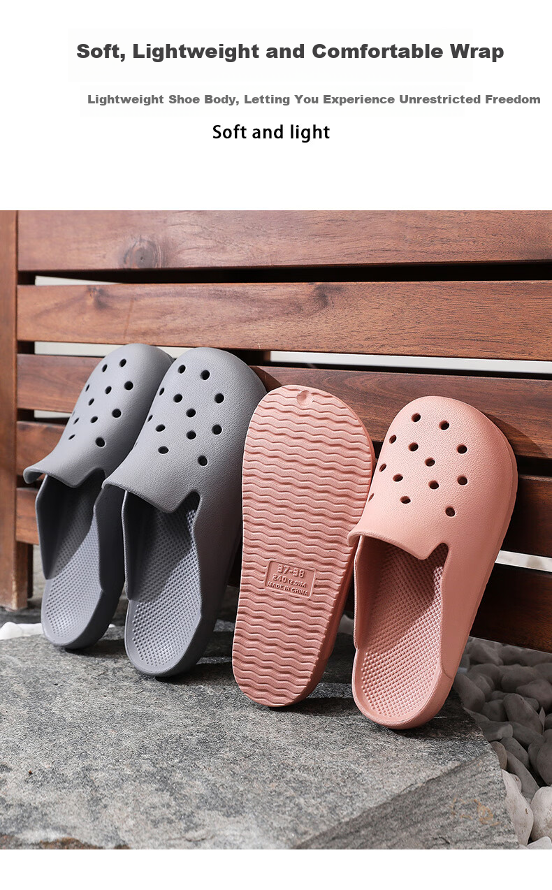 GUOLUOFEI Mule Perforated Shoes for Men And Women, Summer Outdoor Slippers, Non-Slip Waterproof Beach Sandals to Match Skirts, Gray, Size 43-44 4