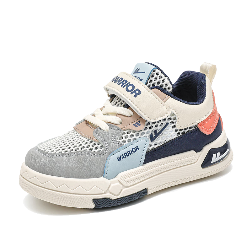 Warrior Boys' Summer Breathable Mesh Sneakers WZ(CL)-1388 Beige/Grey/Blue Size 35
