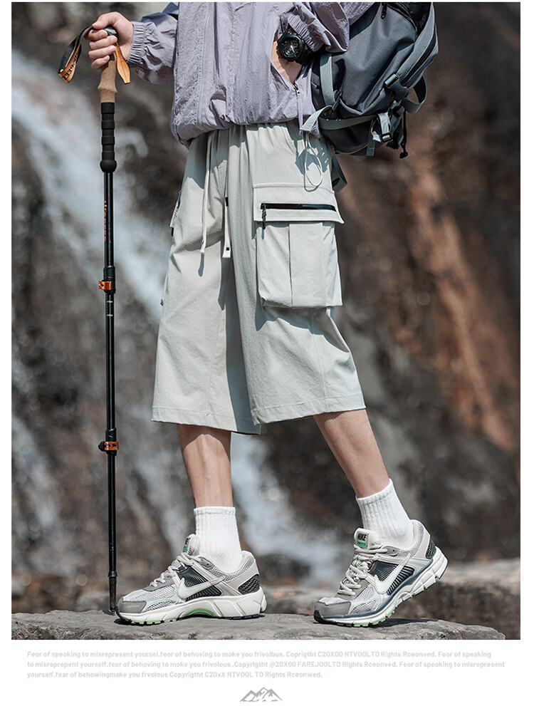 Foss Phil Breathable Quick-Dry Capri Pants for Men, Spring And Summer Loose-Fit Cargo Straight-Leg Casual Trousers K172 Black 2XL 6
