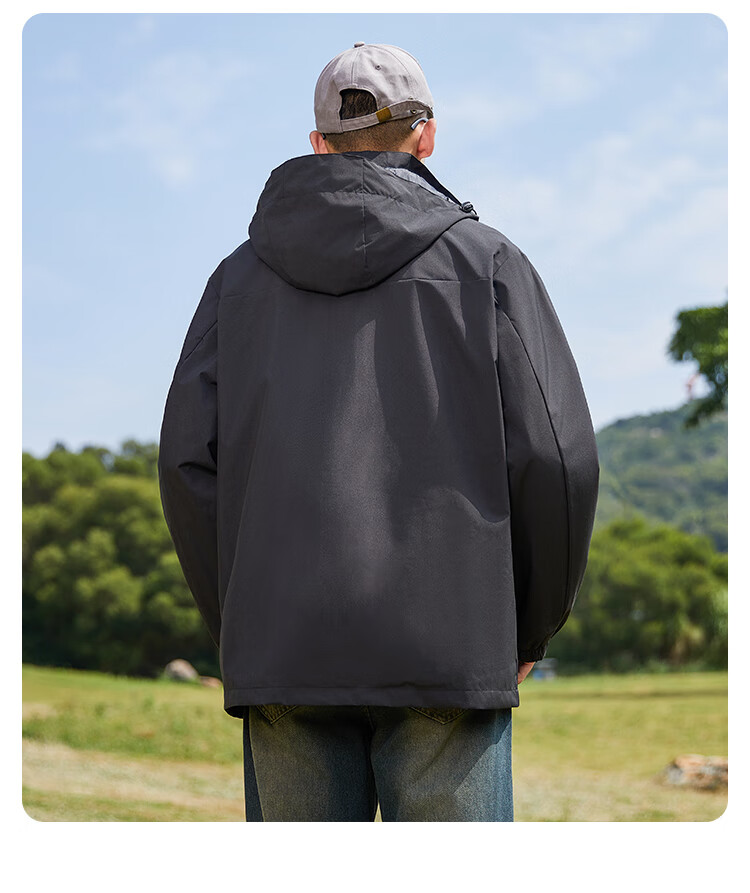 JEEP SPIRIT 3-in-1 Unisex Outdoor Mountaineering Jacket Casual Hooded Coat Green 2XL 27