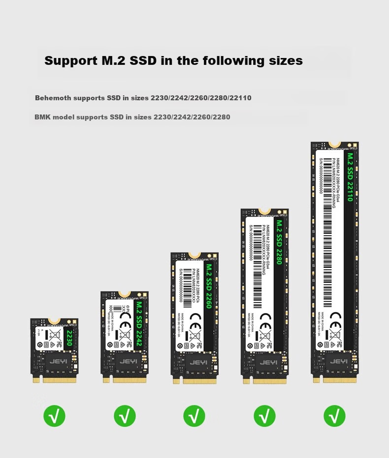 JEYI M.2 NVMe/SATA Dual Protocol SSD Enclosure, Type-C3.2 Gen2 Portable Hard Drive Enclosure, All-Aluminum Alloy CNC Cooling, for Laptops, Apple Phones, PS5 15