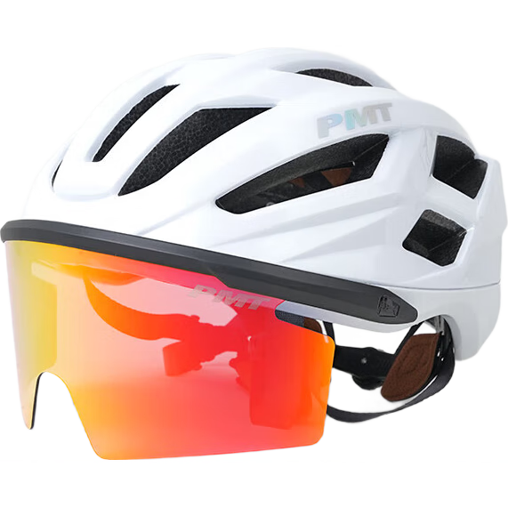 PMT Bicycle Magnetic Sunglasses Cycling Helmet Mountain Road Bike Unisex Safety Helmet Meedo 3.0 White L