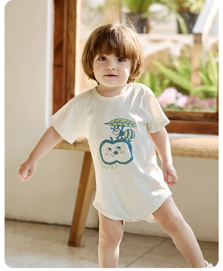 Wismorni Bamboo Cotton Baby Romper, Short-Sleeve Infant Bodysuit, Lightweight Breathable Sweat-Wicking Onesie for Summer 5