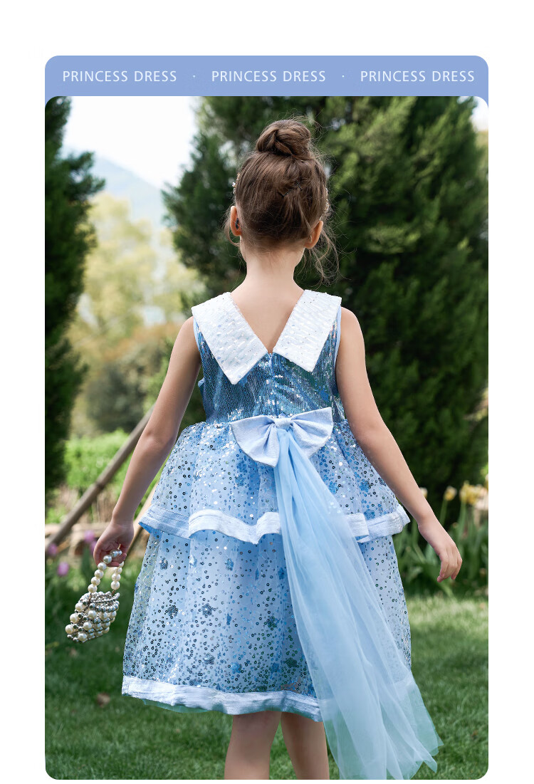 Disney Elsa Princess Dress New Summer 2026 Style Loliita Children's Clothing for Girls 6