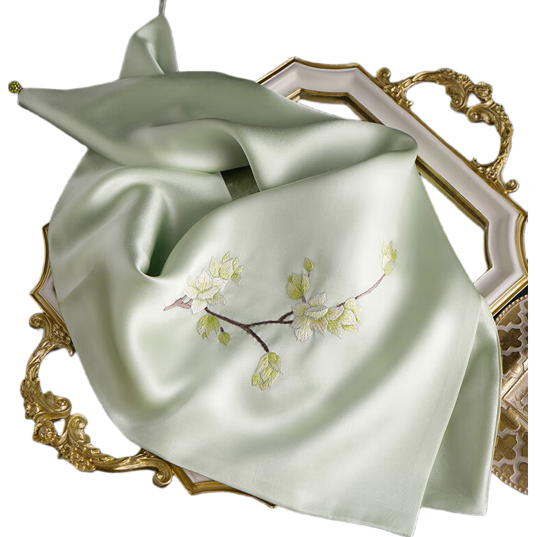 Hangsilu Handmade Suzhou Embroidery Silk Scarf, Mulberry Silk Outer Wrap, High-End Birthday Gift, Mid-Autumn Festival Gift for Women, Mothers, And Teachers