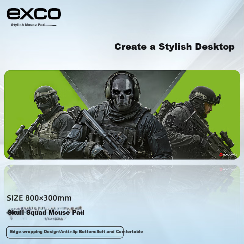 EXCO Skeleton Team Mouse Pad Large Desk Mat, Lock Edge Gaming Pad, Laptop Office Edge Large Size Keyboard Pad 0441 4