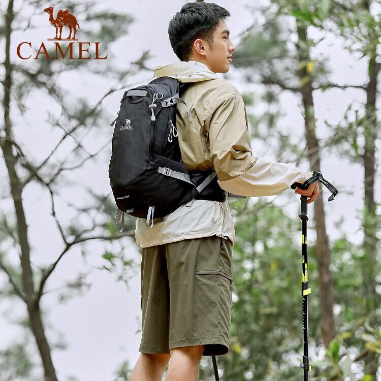 CAMEL Dawn Outdoor Lightweight Hiking Backpack Sports Camping Casual Travel Mountaineering Bag 1S32267148B Black