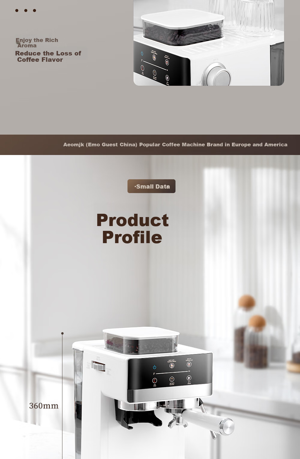 AEOMJK Aimo Ke Cold Brew Coffee Machine with Built-In Grinder, Semi-Automatic, Home Italian-Style Cold Brew, 2-Minute Milk Frother Coffee Maker CM5520 19