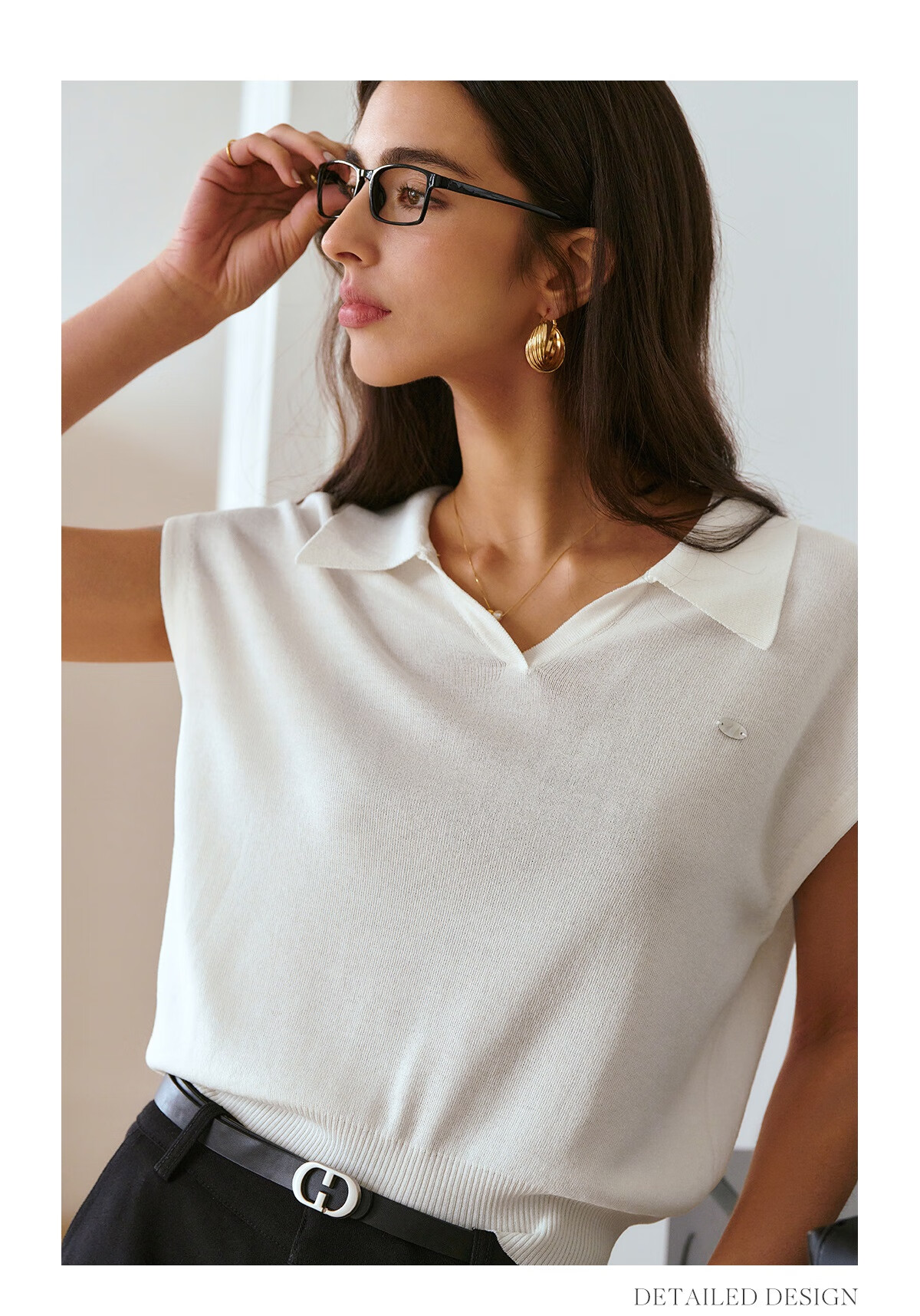 Olrain POLO Collar Knit Sweater for Women, Spring And Summer Commuter Short-Sleeve Pullover Top, Blue, Size M 26