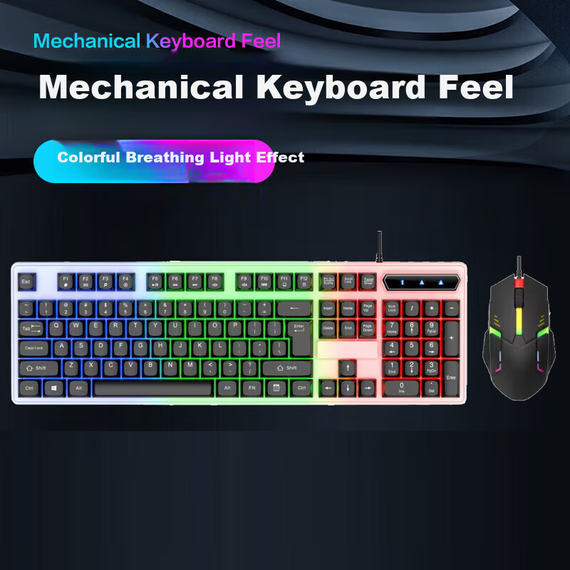 Lingshe Wireless Keyboard And Mouse Combo, Full-Size Keyboard, Business Office USB, Compatible with Laptops, Desktops, And All-In Computers, T906, Black