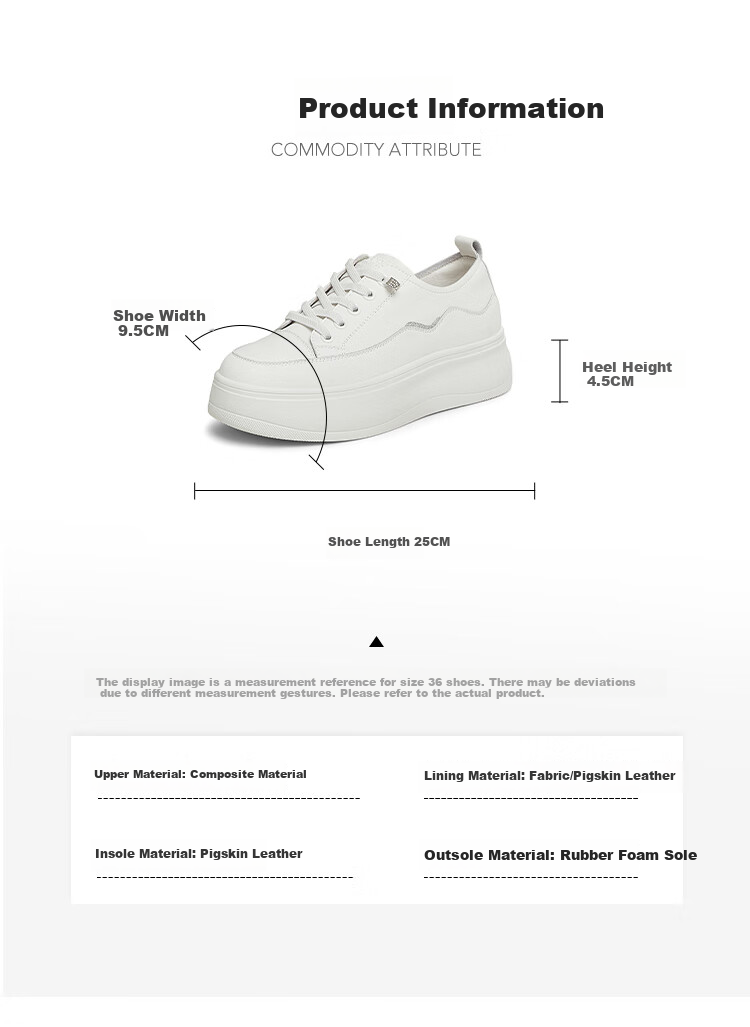 TEENMIX White Sneakers, Same Style As in Department Stores, Women's Lace-Up Thick-Soled Casual Skateboard Shoes, Spring 2025 3