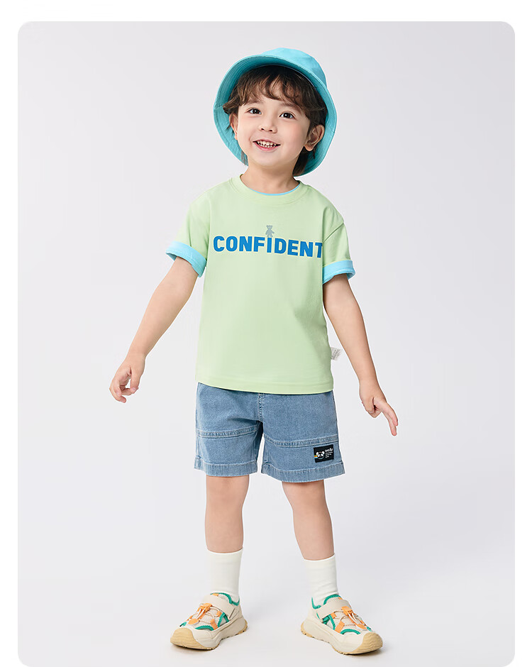 BALABALA Children's Short-Sleeve T-Shirt, Boys And Girls Top, Kids' Clothing Summer Wear [Same As In-Store], 202225117211 17