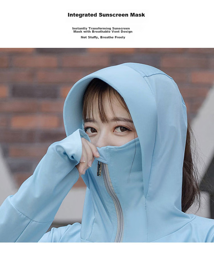 GLO-STORY Sun Protection Clothing for Women, Long-Sleeve Hooded UV-Resistant Jacket, Outdoor Anti-UV Shawl, WST114059 15