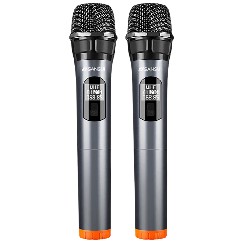 SANSUI Wireless Microphone System, Dual-Channel Universal Microphone, for Home KTV Singing, Speech, Stage Karaoke, Conference, Speaker, Amplifier, TV, Car Use, U3 Rechargeable Receiver