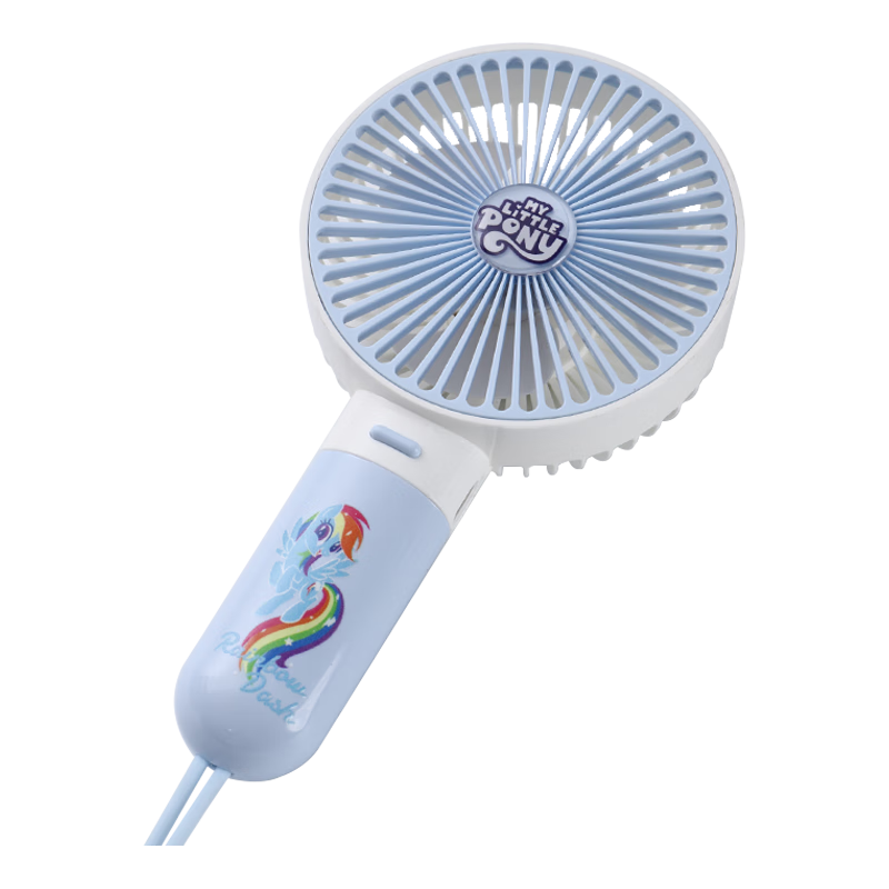 Ouliwen Small Handheld Fan for Desktop And Bed, USB Rechargeable, Low Noise, Three Speeds, Portable Mini High-Power Electric Fan for Office And Dormitory, My Little Pony Blue