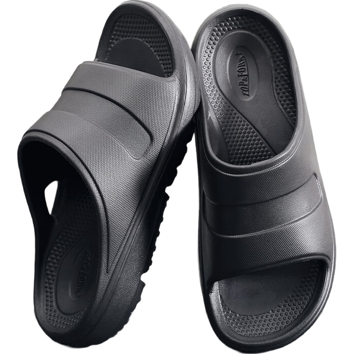GUOLUOFEI Japanese Export Quality Non-Slip Men's Summer Slide Slippers Thick Sole Large Size Khaki 46-47