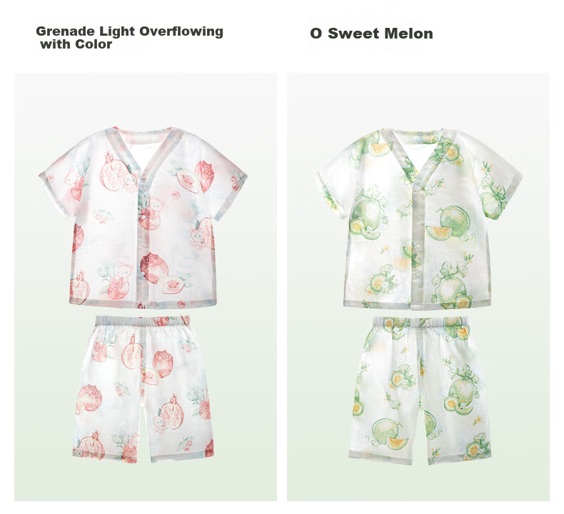 Beitaisi Children's Pajamas, Girls And Boys Summer Thin Breathable Home Wear Set, Baby Parent-Child Sleepwear Short Sleeve 25